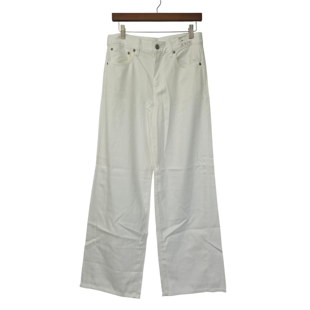 J. Crew Summertime Jean Mid Rise Rigid Wide Leg Women 27 White NWT $148 CU828